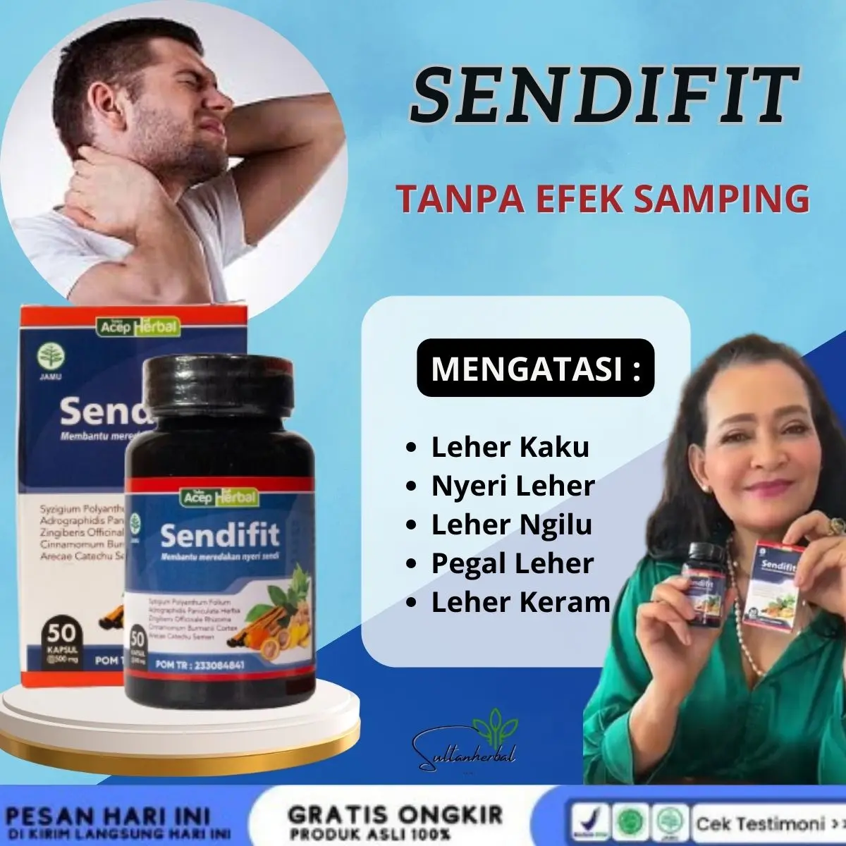 Sendifit Atasi Leher Kaku, Nyeri Leher, Leher Ngilu, Pegal Leher, Leher Keram 100% BPOM Kerutan Perawatan