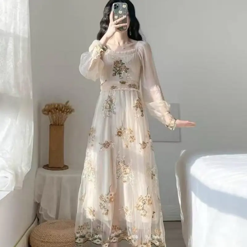 Dress Phyllida Embroidery Maxi TM 96630 gaun wanita import kasual model korean fashion undangan acara pesta terbaru best seller new terlaris maksi Panjang Cewek 5
