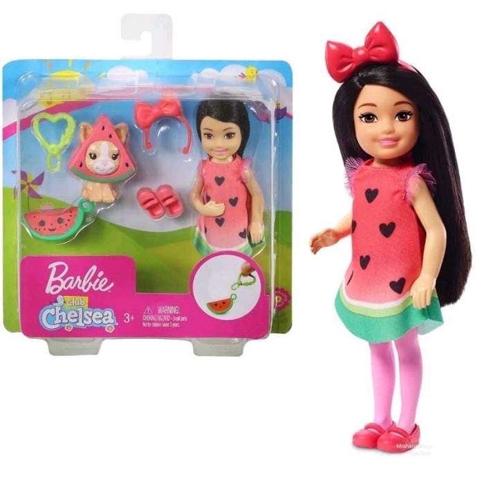 Gambar Boneka Chelsea Barbie Doll with Water Melon Kostum Semangka with 1 Pet dari Mishana Shop Kab. Tangerang Tokopedia