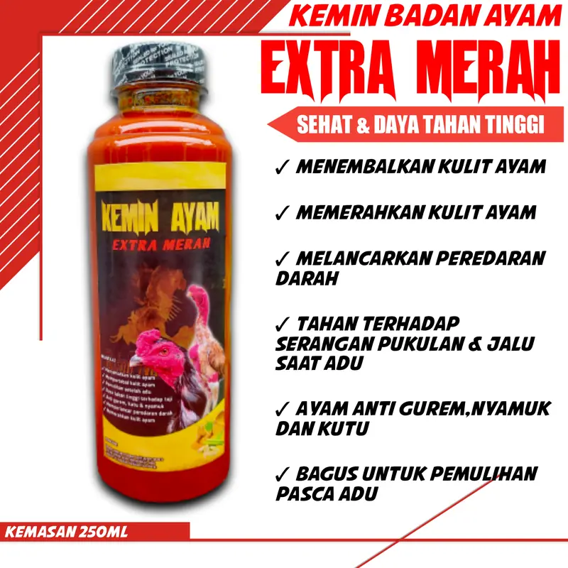 KEMIN BADAN BN  EXTRA MERAH - Agar Kulit Ayam Tebal dan Merah Merona - BN kaki 3
