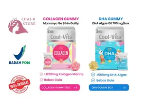 Coolvita Paket Ibu Cantik Anak Cerdas 1 Box ISI 14 GUMMY Collagen Gummy + 1 Box DHA Gummy - Suplemen Vitamin Kolagen untuk Kulit