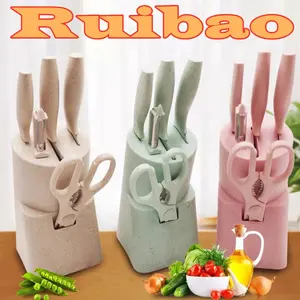 Ruibao Pisau Dapur Set 6 in 1 B253 / Gunting Pengupas Buah Tempat Pisau Set