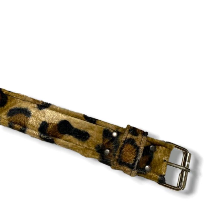Sabuk Pinggang Leopard Gesper Model Beber Macan Tiger Ikat Pinggang Pria Wanita - Bahan Sintetis Bludru - Ukuran 120cm - 7 Lobang - Besi 7