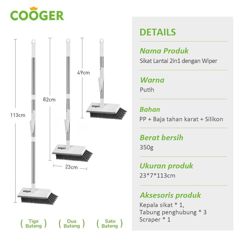 COOGER Electric Sikat Lantai Kamar Mandi 3IN1 Dengan Wiper Serbaguna Untuk Segala Jenis Lantai 9