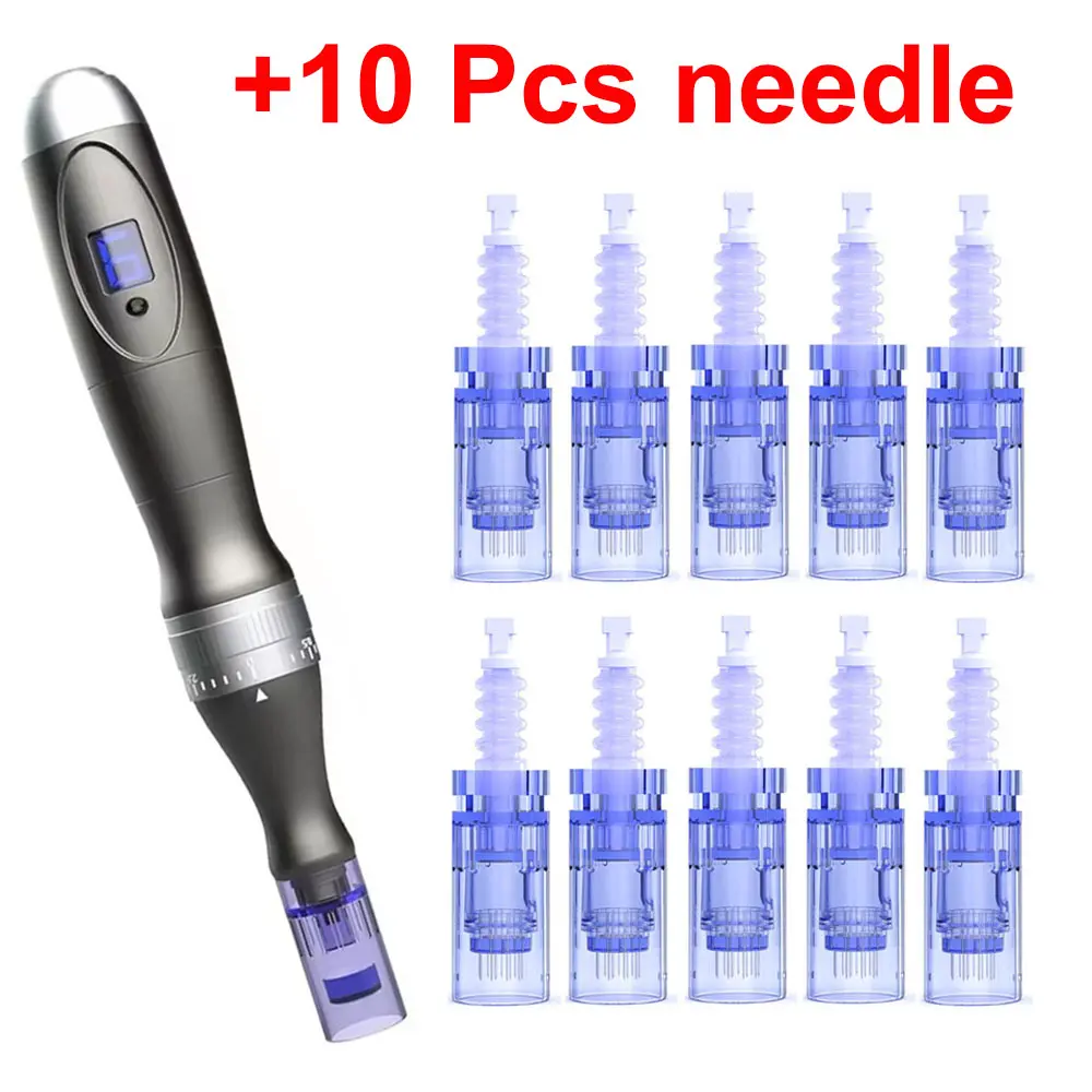 6 Speed Electric Derma Pen Wireless Microneedle Dr Pen with 10Pcs Needle Cartridges Machine