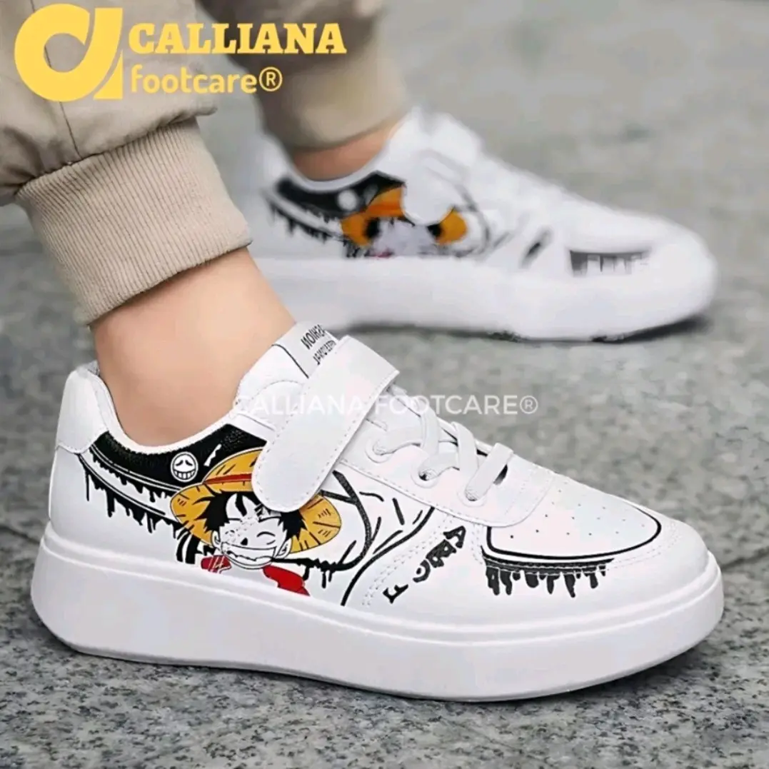 Sepatu Sneakers Anak Anak Motif Luffy One piece Fashion Kasual Trendy