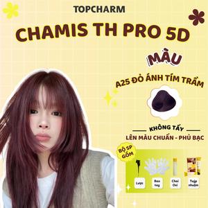 Kem Nhuộm Tóc Đỏ Tím Trầm A25 Hạ Nền Thời Trang Chamis TH Pro Kem Nhuộm Tóc 5D Màu Không Cần Tẩy Dưỡng Tóc Nữ Chuẩn Salon Găng Tay Oxy