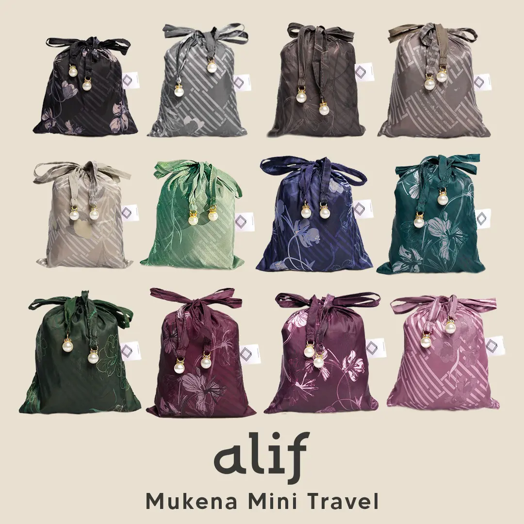 Free Pouch & Free Sajadah Muka Alif Hanami Collection Mukena Mini Pouch Motif Parasut Premium Korea Travel Dewasa