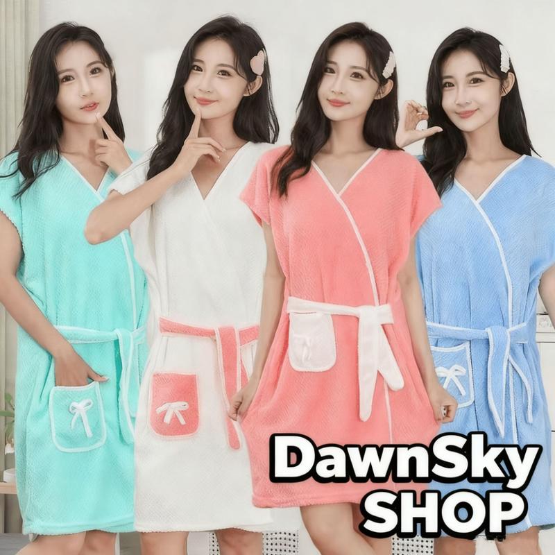  Khăn Tắm Có Thể Đeo Được Váy Tắm Dày Thấm Nước Nhanh Không Rụng Lông Chất Liệu Lông Cừu San Hô Gia Dụng Mềm Mại Thích Hợp Cho Người Lớn Áo Choàng Tắm Váy Ngủ 