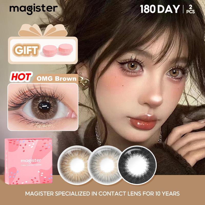 【Natural Magister Kính Áp Tròng 2 cặp DESIRE II Amber Gray Lens Mắt Màu 0~-6.00 DIA 14.00mm 6 Tháng  Tự Nhiên Lime Green Kính Áp Tròng Lens Tặng Khay Gương