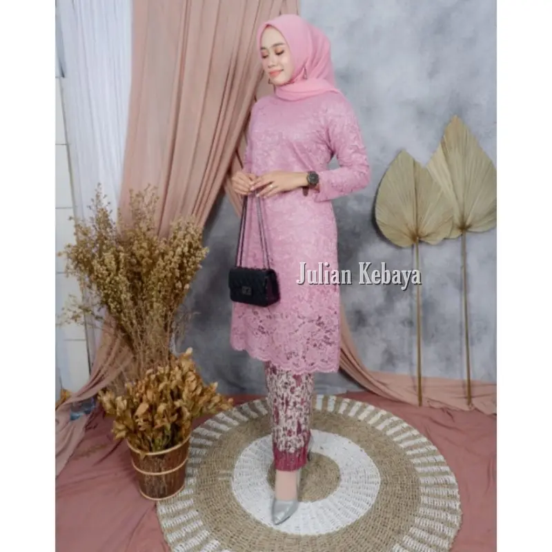 Setelan Kebaya Brokat Tunik Untuk Acara Pesta Kondangan Tunangan Wisuda Dress Wanita Baju Atasan Lamaran Mewah Remaja Dewasa 5