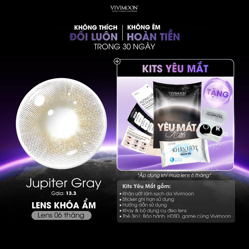 6 MONTHS Kính áp tròng Jupiter Gray lens KHÓA ẨM cận VIVIMOON màu xám pha ánh vàng chất liệu MPC cao cấp Giá 1 đôi