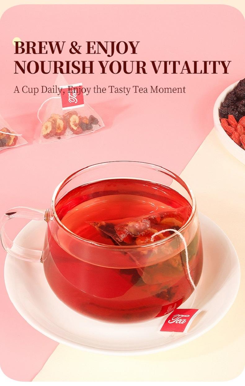 Teh Murbei Goji Hitam & Kurma Merah - Teh Herbal Penambah Tenaga Alami, Bantu Atasi Capek, Lelah & Kurang Stamina Karena Begadang atau Kerja Keras, 100% Bahan Premium, Praktis 1 Paket Langsung Seduh!