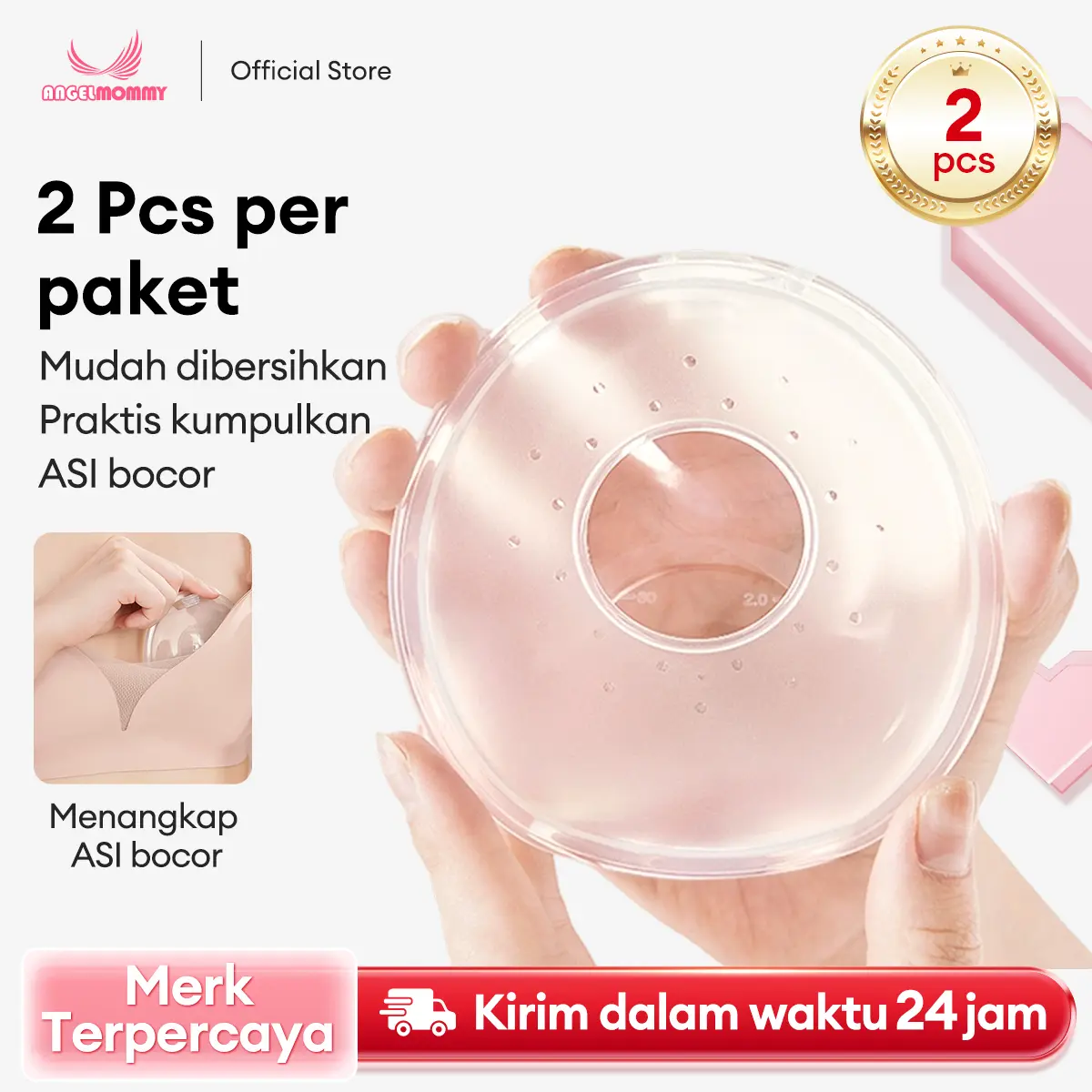 【COD】Angel Mommy 2Pcs Penampung ASI Silikon Bebas BPA Breast Milk Collector Pelindung Menyusui JNQ001