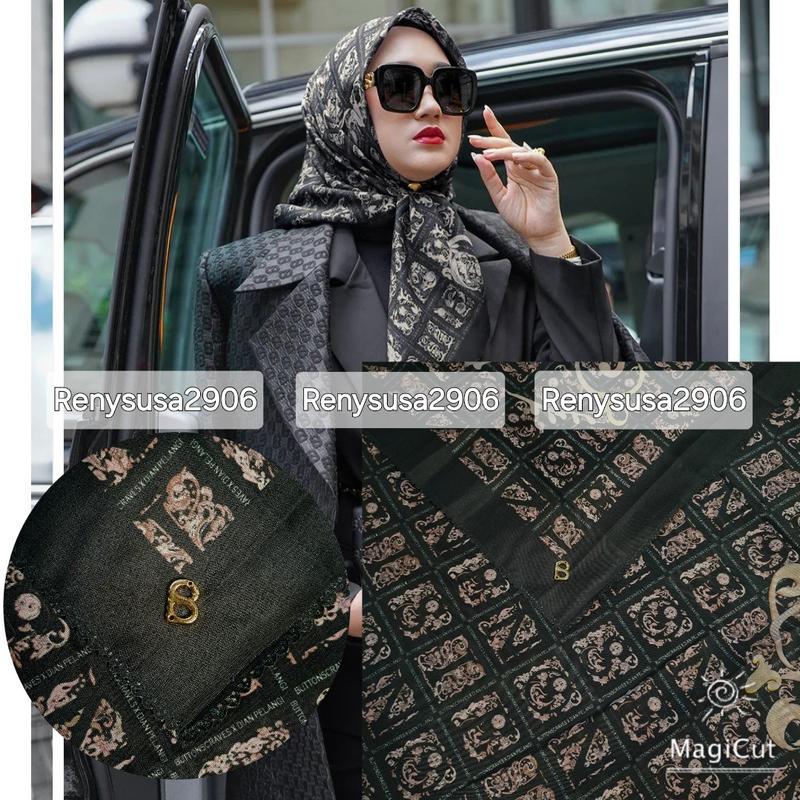 Lc ttk 3 mirror / Autograph series semi ori button scarves with metal logo B bahan Voal sublin Nyaman dan Lembut , kemasan kotak exlusive, kerudung segiempat semua kegiatan hijab persegi 6