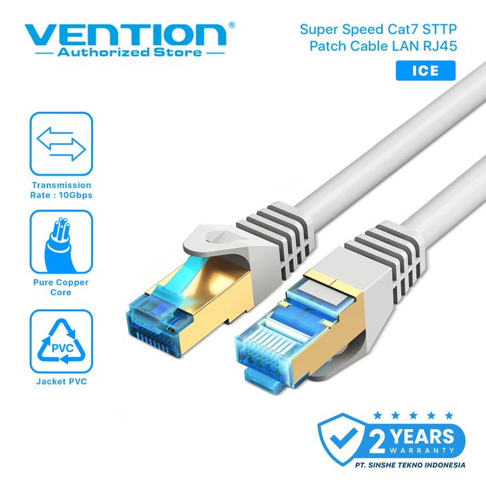 Gambar Vention Kabel Lan 20M RJ45 Cat7 SSTP SFTP Gigabit Ethernet - Grey ICE dari Vention Authorized Store Kota Administrasi Jakarta Barat Tokopedia
