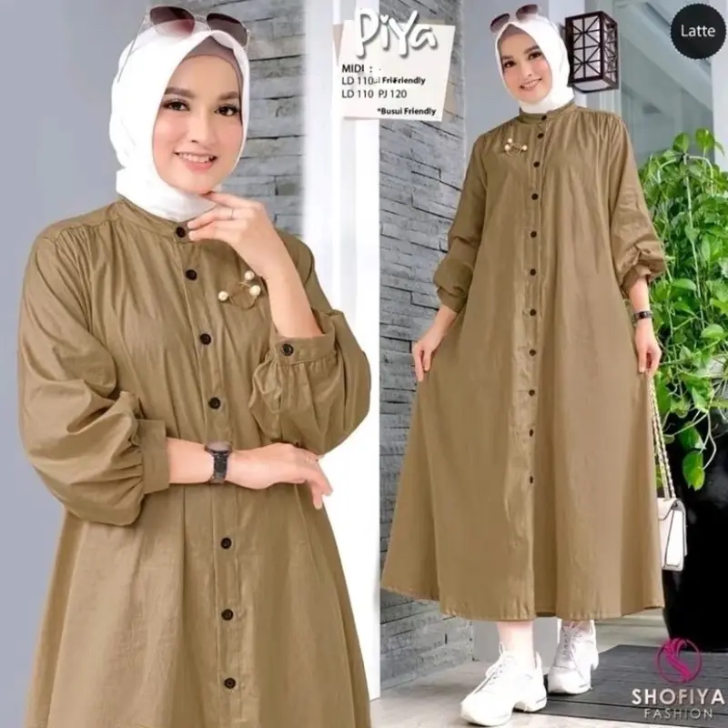 PIYA midi dress wanita kekinian terbaru bahan katun 0