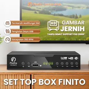 Finito STB SAJA TANPA DONGLE Digital Finito Plat Besi Anti Panas, Bisa Youtube Sudah Sertifikat Kominfo Dan Sudah SNI, Gambar FULL HD Adaptor Antena Kabel