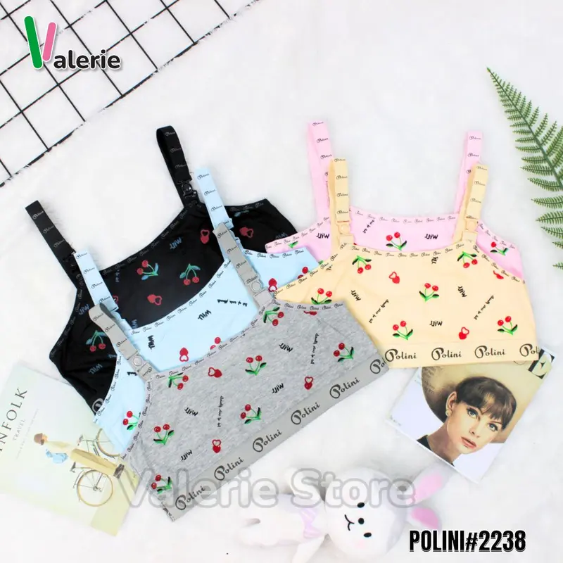 VAL - (6 PCS) MINISET ANAK PEREMPUAN POLINI REMAJA BAHAN KAOS MODEL SPORT BRA TANPA BUSA 2