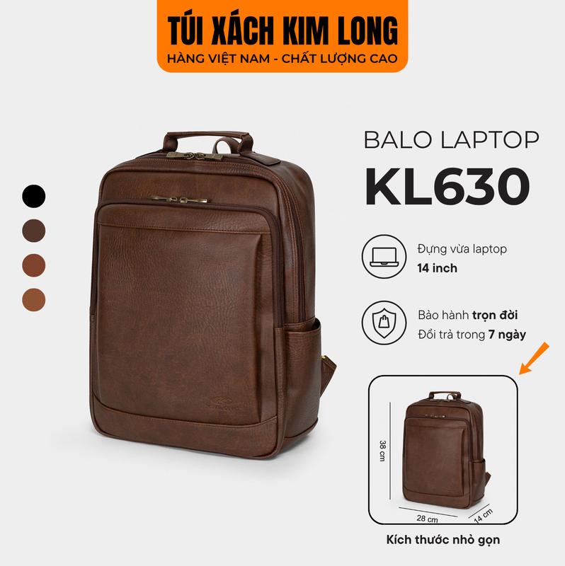  Balo Da Laptop 14 Inch Nam Nữ Chất Liệu Sang Trọng Thời Trang Kim Long KL630 