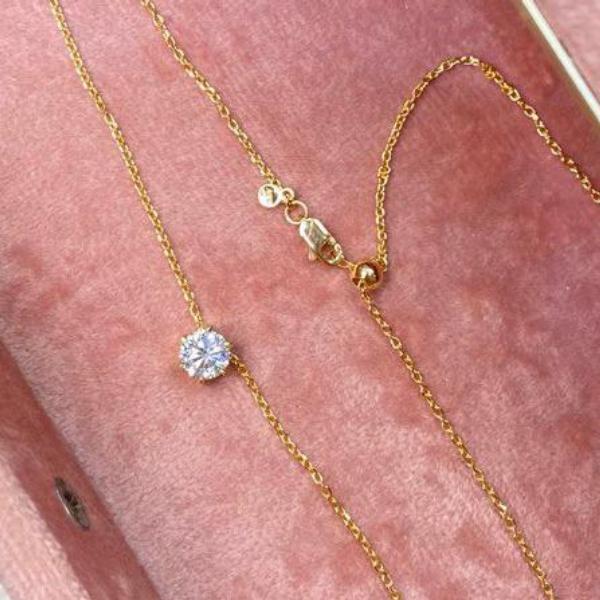 Kalung Emas SERUT 50cm Solitaire Gigi 6 Prongs Collection - Rose 17k / White 17k / Yellow 16k 7