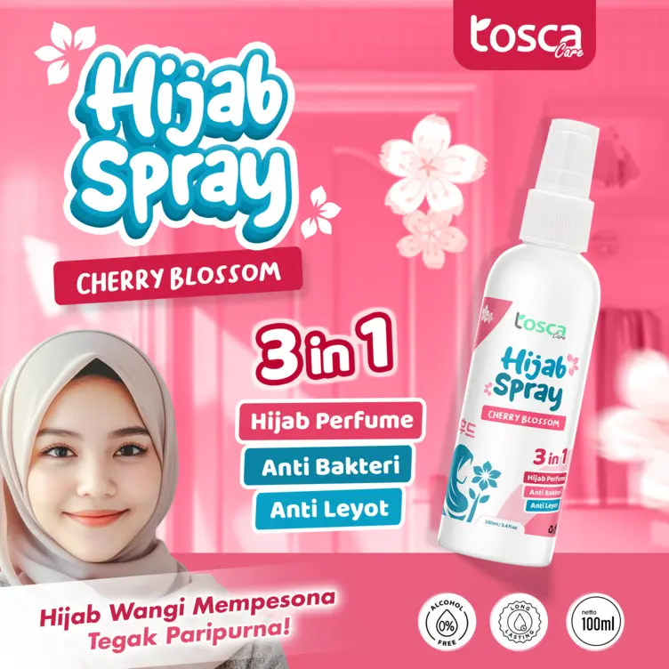 Hijab Spray Tosca Anti Leyot Parfum Pewangi Jilbab Kerudung Anti Lepek 100ml 4