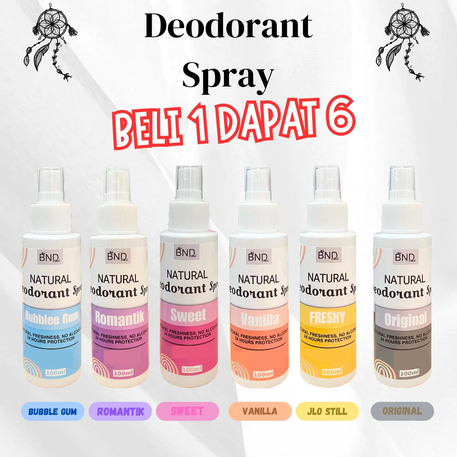 Paket 6pcs Deodorant Spray Tawas Penghilang Bau Ketiak Hitam