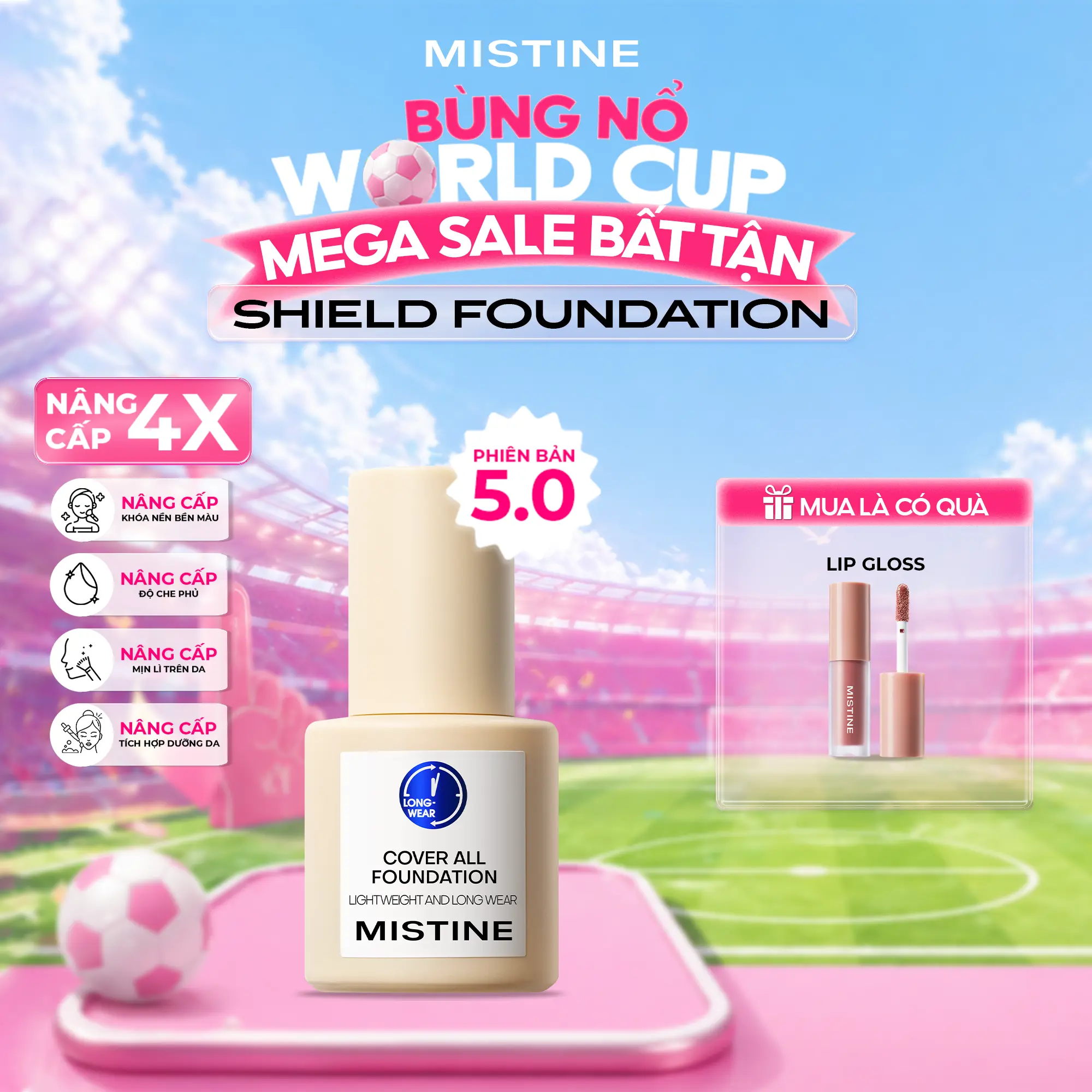 【LIVE IH】MISTINE Foundation bb Cream Kem nền dạng lỏng dưỡng ẩm lâu trôi  + [QUÀ TẶNG] 1 Son bóng