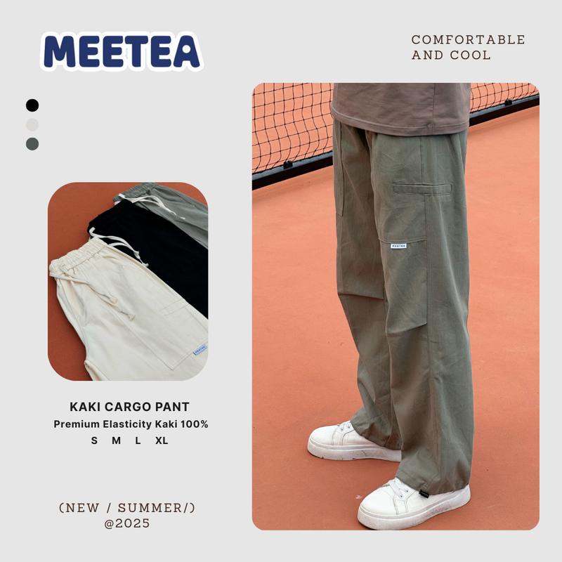 Quần Cargo Pant Nam Nữ Lưng Chun Ống Suông Chất Liệu Kaki Dễ Phối Đồ - MEETEA