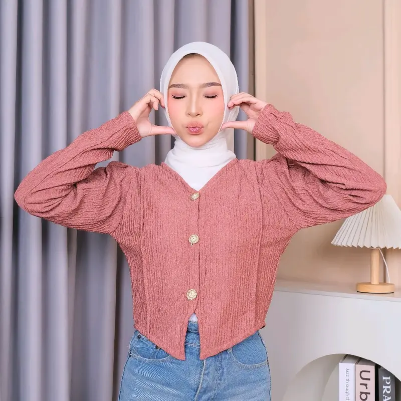 kemeja Atasan Wanita Crop Top Pres Body Casual vest korean style 1