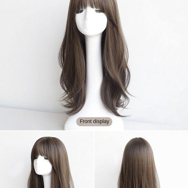 Wig Women's Full-Head Wig-Style Mid-Length Hair 2024 Fashion New Wig Sheath Suitable for round Faces Hairstyle Simulation Natural 5