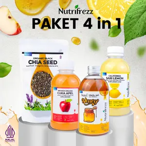 Nutrifrezz Paket 4in1 Cuka Apel With Mother's Sari Lemon Madu Multiflora Biji Chiaseed