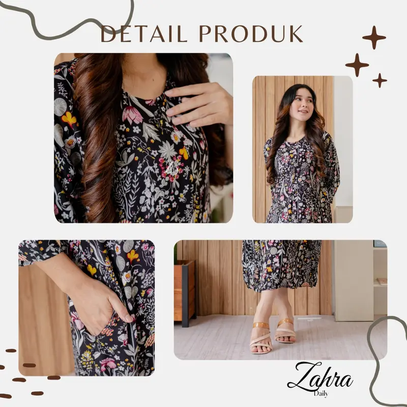 ZAHRA DAILY | Daster Motif Terbaru Lengan 3/4 Katun Rayon Premium 1