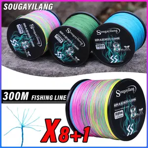 Sougayilang【COD】Senar PE X9 benang pe super kuat Pancing 300/500/1000M 9 Helai Kepang PE Senar Pancing Senar Pancing Multiwarna Alat Pancing