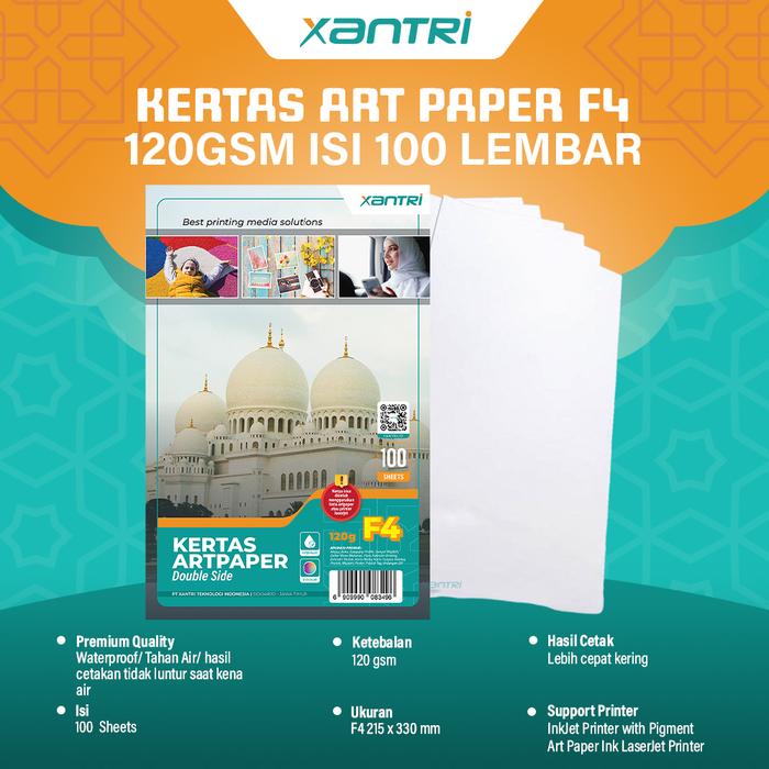 Gambar Kertas Art Paper F4 120gsm isi 100 lembar Kertas Art Karton Cartoon Printer F4 dari Xantri.id Kota Administrasi Jakarta Pusat Tokopedia