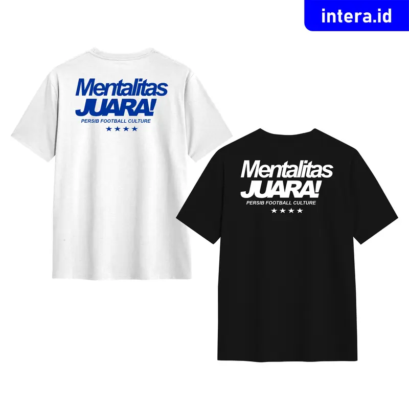 Kaos T-shirt | Persib Bandung | "Mentalitas Juara" | White & Black | Cotton Combed Pria Wanita 5