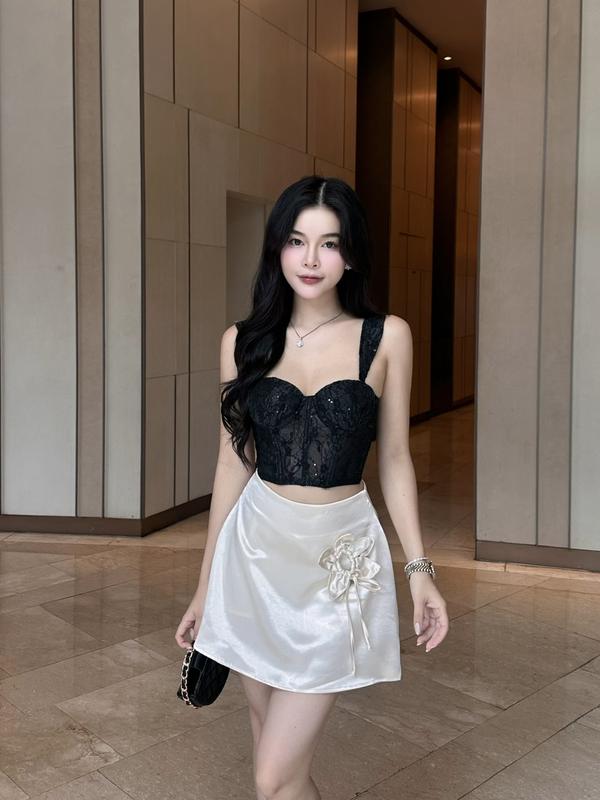  Áo Croptop Corset BLING Ren Thêu Cao Cấp Thiết Kế Sang Trọng Mút Cố Định TIMIN WORKSHOP 