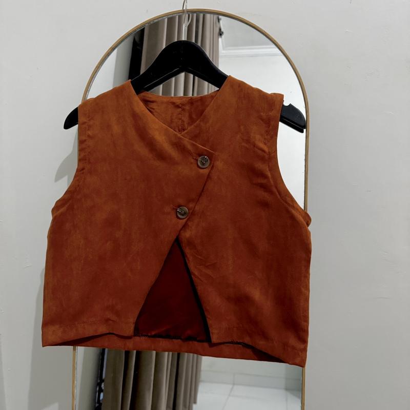 Product Introduction of NUNA VEST KANCING CROP TOP KOREAN STYLE / OUTER ROMPI ATASAN WANITA 1