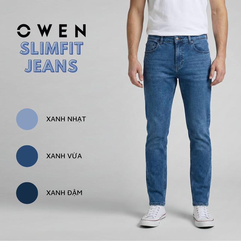  OWEN - Quần jeans nam Owen màu xanh Slimfit  DÁNG ÔM    Quần bò nam  Pants Menswear 
