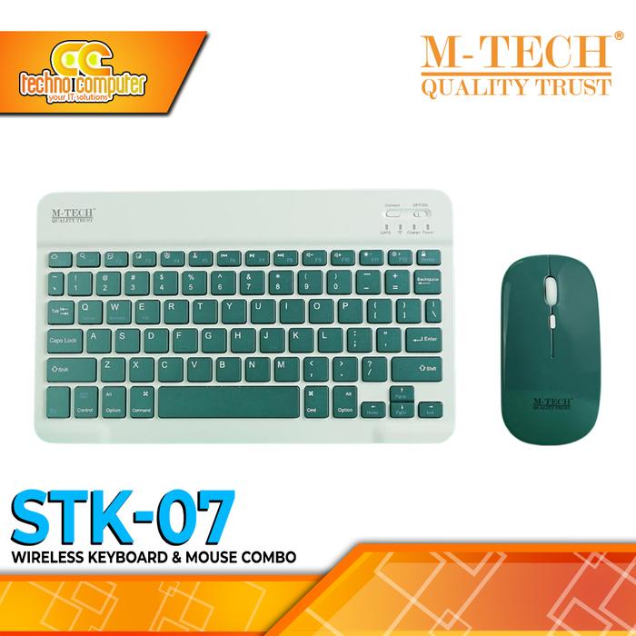 Gambar M-TECH STK-07 Dark Green Wireless - Office Keyboard & Mouse Wireless dari Techno Computer Bali Kota Denpasar Tokopedia