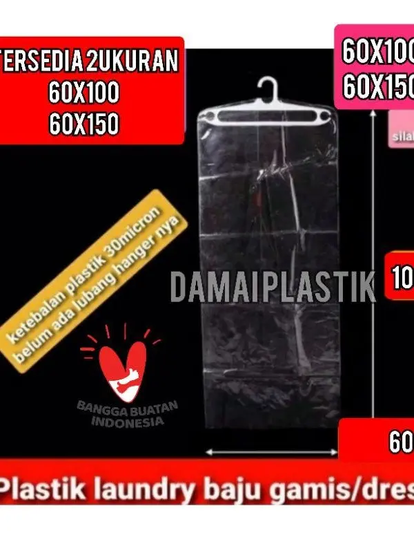 Plastik PP laundry satuan cutting bahu 60x100 60x150 Pp Buat Gantung Gamis 50x75 40x60