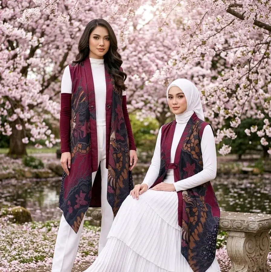 AL FATIH.ID - Long Vest Batik Modern Style. Long Vest Kondangan.Kuliah. Wisuda