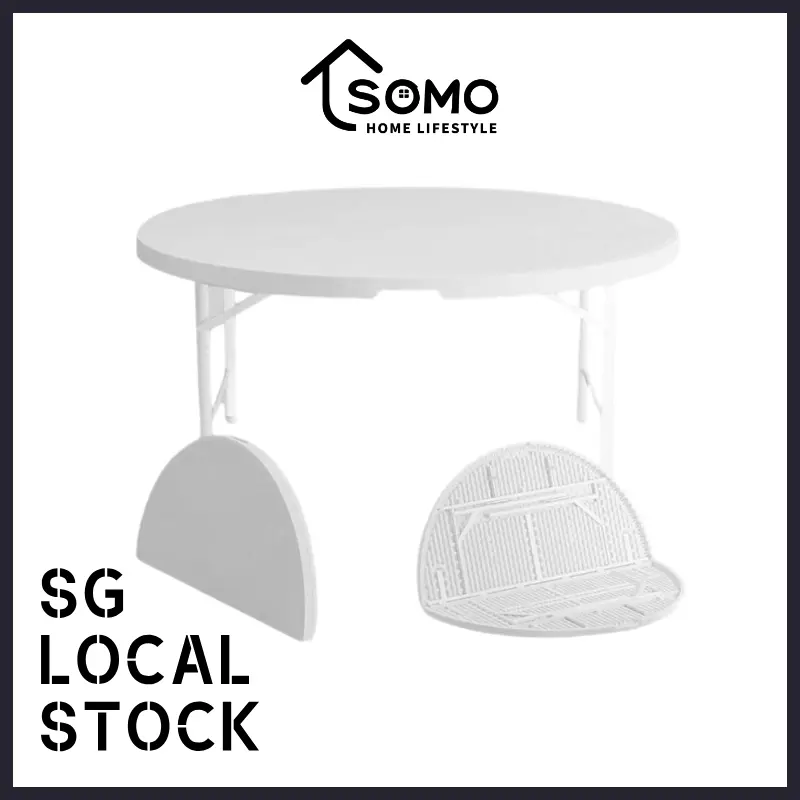 SOMO HOME Outdoor Folding Foldable Table Portable Save Space (ROUND) - 80CM / 122CM
