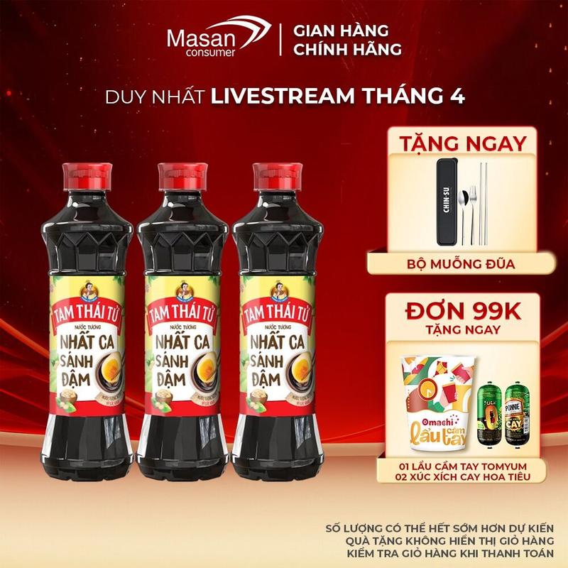 Combo 3 Nước tương Tam Thái Tử Nhất Ca Sánh Đậm 500ml