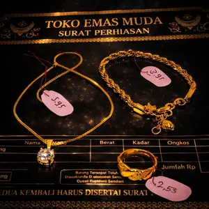 Set Perhiasan Wanita Premium Gelang Tambang Elagan Berlapis Emas Muda Mewah Elegan Terlaris