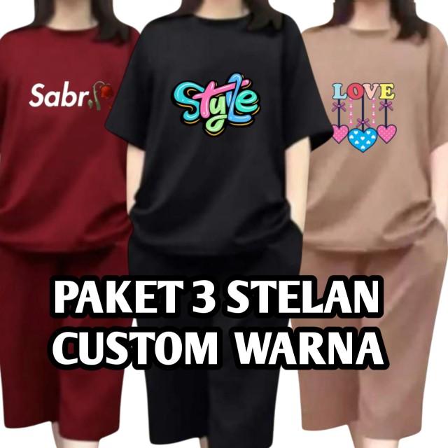 Product Introduction of Paket 3 Stelan kulot dewasa pendek celana 7/8 stelan dewasa viral stelan wanita dewasa warna RANDOM Setelan Santai 5
