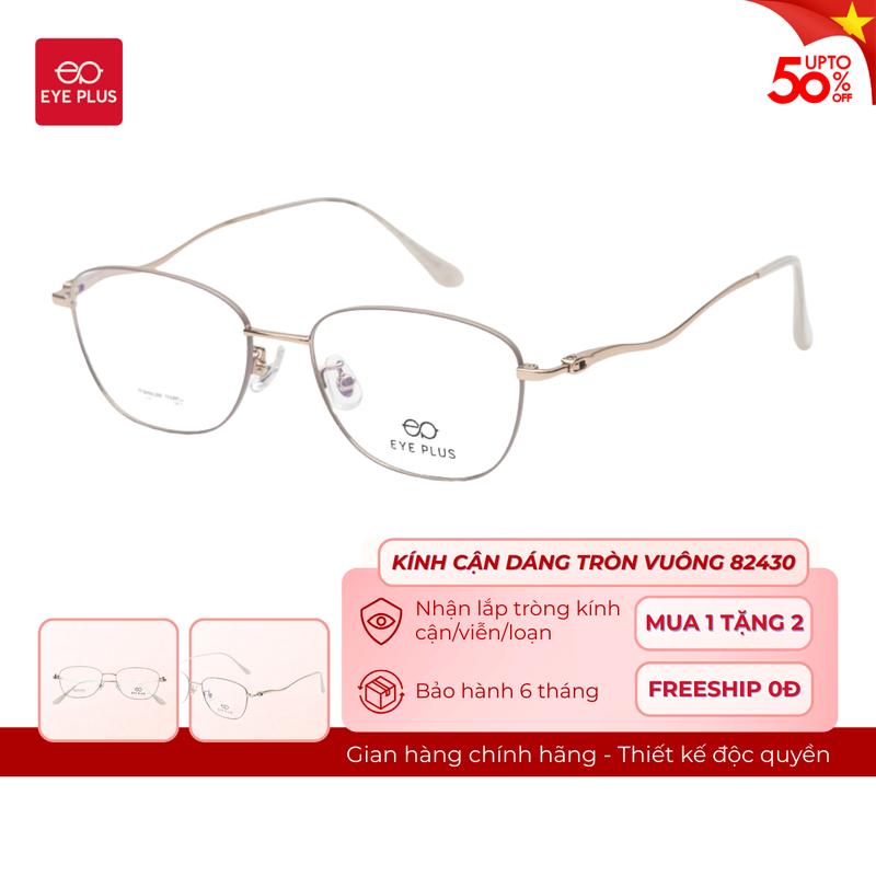 Kính Cận Nữ Dáng Oval Y2K Eye Plus 82430 Gọng Kính Kim Loại Oval Chuôi Kim Loại Bọc Nhựa Kính Mắt Kiểu Dáng Thời Trang Nữ Hiện Đại - kinh mat
