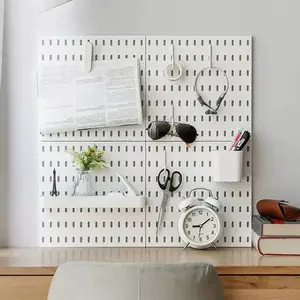 99KHOME NEW Set Wall Shelf Board Home Decor Pegboard Dekorasi Rak Gantung Peralatan Tanpa Paku K1221 Rack Plastik Putih