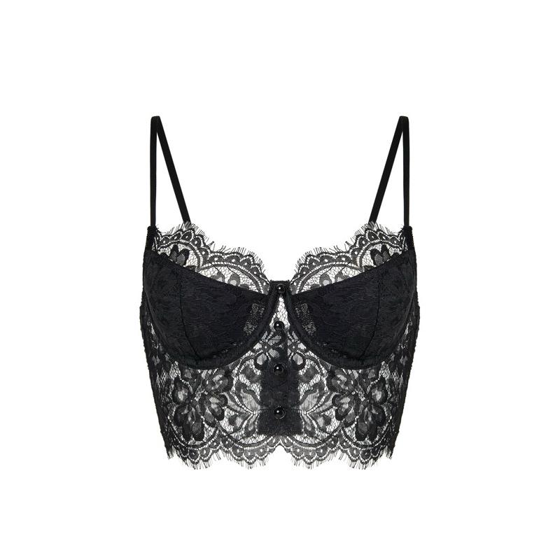 Áo Bra Ren Nữ B11 Bralette Mềm Mại Đính Cúc Có Gọng Có Mút Nâng Nhẹ LA PERBRA