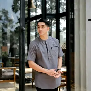 Kurta Pria Lengan Pendek Premium Gaya Muslim Modern Koko Dewasa Baju Katun Toyobo Delux Import Kualitas Terbaik Adem Halus Tidak Mudah Kusut